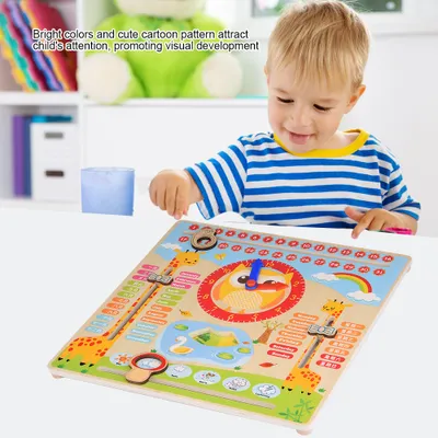 Image de Jouet d'apprentissage pour enfants, jouet d'apprentissage en bois, jouet éducatif en bois, jouet d'apprentissage avec horloge, jouet éducatif avec horloge