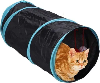 Produktbild von Interaktives Katzen Spielzeug - Polyester Tunnel - Krimperl Spielzeug mit Hangender Kugel.