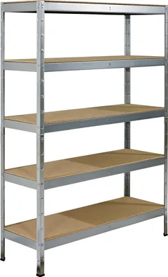 Produktbild von SCHULTE Regalwelt Schwerlastregal XL mit 4 Holzböden, Traglast pro Ebene 250 kg, 180x130x45 cm (HxBxT), verzinkt, Lagerregal, Kellerregal