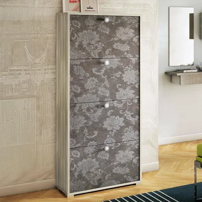 Immagine prodotto di Dmora Scarpiera Adeindein 28x67x147h cm Marrone Olmo, 24 Paia 4 Ante Italy