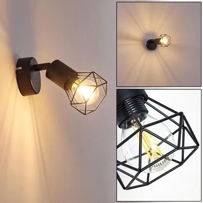 Produktbild von Borio »Borio« verstellbare Vintage Wandlampe aus Metall in Schwarz