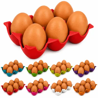Produktbild von Eierhalter für 6 Eier Kühlschrank Eierablage Eiereinsatz Organizer Rot