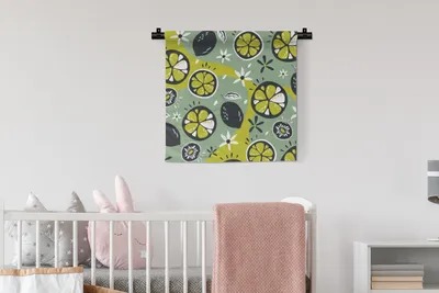 Produktbild von MuchoWow® Wandteppich Wandbehang Sommer - Obst - Blumen 60x60 cm Tapisserie Dekoration Wandtuch - Dekorationen - Wand Decke
