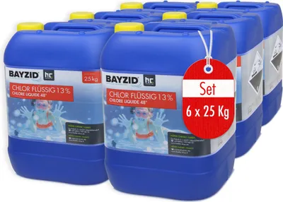 Produktbild von 6x25 kg BAYZID® Flüssigchlor 13% zur effektiven Pool Desinfektion