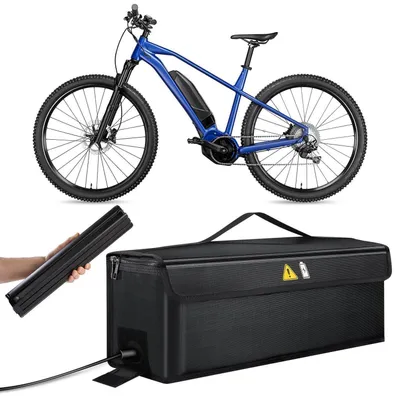 Produktbild von Ebike Akku Tasche Wasserdicht Feuerfest bis 500°C 3-Schicht Schutzhülle 41x14x13 CM