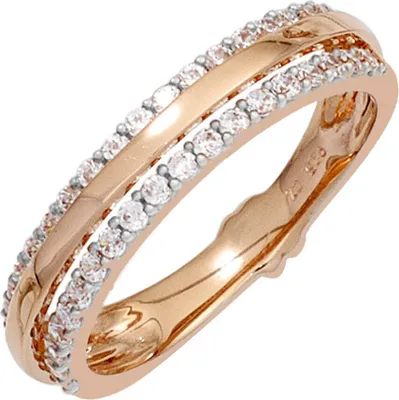 Produktbild von Ring Goldring mit 38 Diamanten Brillanten 585 Gold Rotgold bicolor Fingerring Innenumfang 54mm  Ø17.2mm
