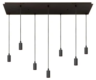 Productafbeelding van Atmooz Hanoi hanglamp – 110 x 31 x hoogte 115 cm – 7 lichtbronnen – zwart metalen frame – moderne hanglamp voor de woonkamer – E27 fitting