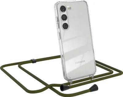 Produktbild von EAZY CASE Handykette kompatibel mit Samsung Galaxy S23, Handyhülle mit Umhängeband, Handykordel, Schutzhülle Clear, Band in Grün