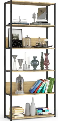 Produktbild von Bücherregal AKORD Metallregal Schwarz Eiche Artisan B80 x H192 x T32 cm