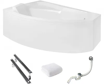 Produktbild von Aqua For You | Besco Eckbadewanne Rima - 150x95 Cm - mit Verkleidung - Antibakterielle Beschichtung - Acryl - Links Seite - mit Siphon