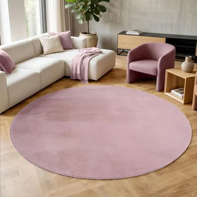 Obrázek produktu pro Homebyhome Pratelný Koberec s Krátkým Vlasem Protiskluzový a M?kký Moderní Jednobarevný Design do Obývacího Pokoje Ložnice, Velikost: 120 cm kulatý