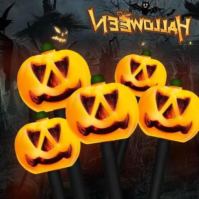 Image de Guirlande lumineuse « citrouille » 6 LED, étanche, pour la décoration de jardin à l'occasion d'Halloween