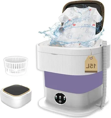 Produktbild von Mini-Waschmaschine – Tragbare Waschmaschine – Für kleine Wäschestücke – Ultraschallreinigung – 15 Liter – Weiß