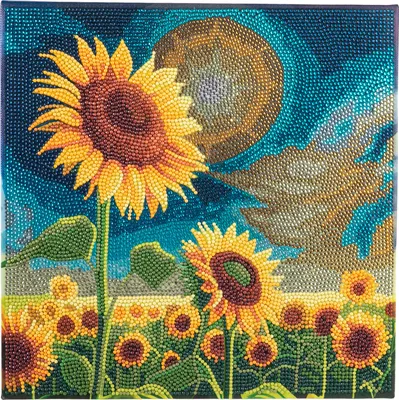 Immagine prodotto di Dipinto con strass "Crystal Art Kit", 30 x 30 cm - Girasoli
