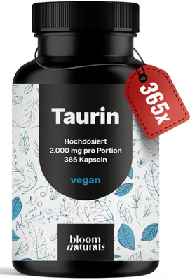 Produktbild von Bloom Naturals Taurin Kapseln 365 Stück 2000 mg vegan
