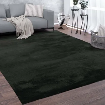 Zdjęcie produktu dla Dywan do salonu, krótkie włosie, jednokolorowy, nowoczesny styl, miękki, czarny, rozmiar 100x200 cm. Można go prać