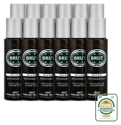 Image de 12 sprays déodorants Brut Musk - 200 ml - Pack économique - 12 pièces