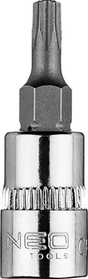 Produktbild von NEO TOOLS Torx-Einsatz mit Aufnahme, TORX Bit, Sternspitze 1/4"-Einsatz, kurz Stück, 37 mm, hohe Qualität, aus Chrom-Vanadium-Stahl, lange Lebensdauer, robuste Spitze (TX20)