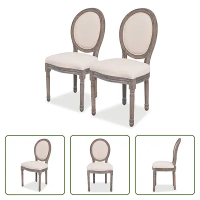Image de The Living Store Chaises de salle à manger 2 pcs. Tissu crème
