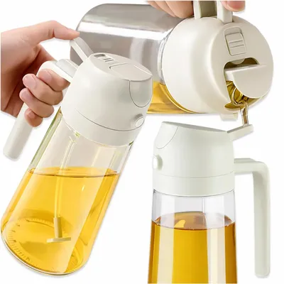 Obrázok produktu pre Sklenený rozprašovač oleja 470 ml, dávkovač 2 v 1 so sprejom a výlevkou