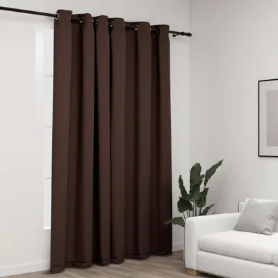Produktbild von Verdunkelungsvorhang mit Ösen Leinenoptik Taupe 290x245 cm