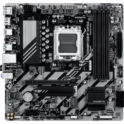 Produktbild von GIGABYTE B840M D3HP WIFI6E Mainboard – AMD Ryzen 9000 CPUs, 8+2+2-Phasen-VRM, bis zu 8200 MHz DDR5 (O.C.), 2× PCIe-4.0-M.2, Wi-Fi 6E, 1-GbE-LAN, USB 3.2 Gen 2, AMD, Sockel AM5, AMD Ryzen 7000 Series, AMD Ryzen 8000 Series, AMD Ryzen 9000 Series, Sockel AM5, DDR5-SDRAM, 256 GB