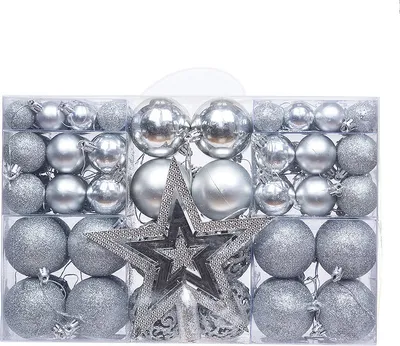 Produktbild von 101er Set Weihnachtsbaum Deko – Kunststoff Weihnachtsbaum Kugeln in Blau, Mit Anhängern für Christbaumschmuck