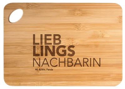 Produktbild von Mr. & Mrs. Panda Hackbrett Nachbarin - Transparent - Geschenk, Schneidebrett, Geschenkidee, Brett, Nachbarn, Spruch, Küchenbrett, Frühstücksbrettchen, Holzbrett, Freundin