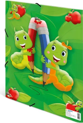 Produktbild von HERMA Sammelmappe A4 Apfel-Grün, Eckspanner-Mappe aus Pappe mit Kindergarten Motiv, Gummizug, Innenklappen und Innendruck für Jungen, Mädchen und Kinder