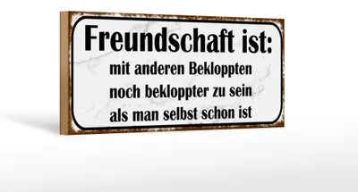 Produktbild von Holzschild Spruch 27x10cm Freundschaft ist noch bekloppter