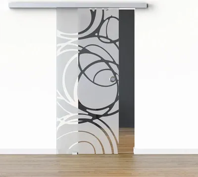 Produktbild von Pertura Glasschiebetür Komplettset Glera Mystic 02 900x2175 mm Links inkl. Beschlag Selir Aluminium natur,Griffmuschel