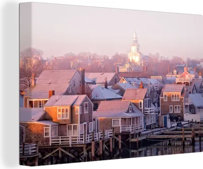 Produktbild von OneMillionCanvasses® - Leinwandbilder - 140x90 cm, Sonnenuntergang auf Nantucket, Wandbilder Kunstdruck Wanddekoration