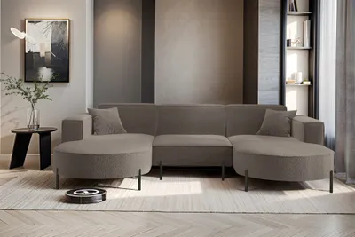 Produktbild von Wohnlandschaft U-Form Sofa VALENCIA in Stoff Quelle Braun