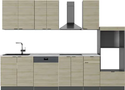Produktbild von Küchenzeile Vicco Fame-Line Eiche Paneel/Anthrazit 300 cm mit Hochschrank, ohne Arbeitsplatte, Model 51485