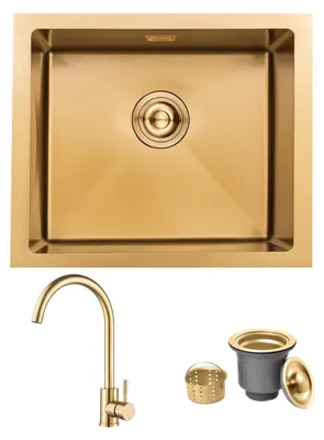Edelstahl Unterbauspüle 50x45 cm, Spülbecken Gold