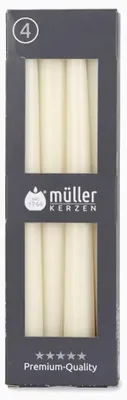 Spitzkerzen 4er-Pack 22x245 mm, 7 Std. Brenndauer, elfenbein