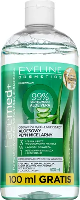 Produktbild von Eveline FaceMed+ 99% Aloe Vera Micellar Water 3in1 mizellares Abschminkwasser für alle Hauttypen 400 ml