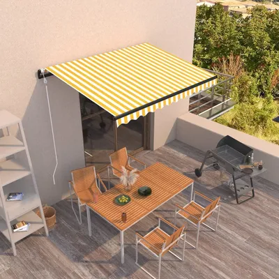 Produktbild von The Living Store Markise Automatisch Einziehbar 350x250 cm Gelb und Weiß
