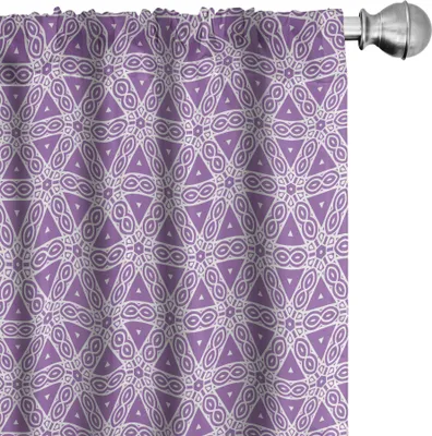 Produktbild von ABAKUHAUS Geometrisch Vorhänge, Gardinen, Stilisierte dreieckige Formen Forming kaleidoskopische Wirkung wiederholendes Muster, 2 Stück 75 x 175 cm, Violett und Weiß