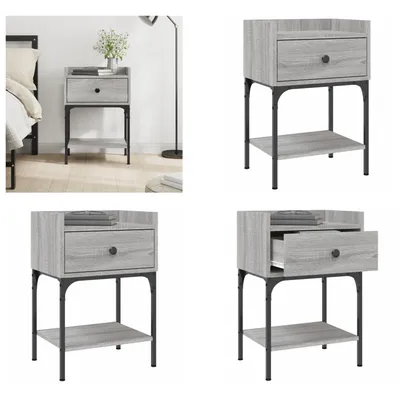 Produktbild von vidaXL Nachttisch Grau Sonoma Eiche 40,5x31x60 cm Holzwerkstoff - Nachttisch - Nachttische - Nachtschrank - Nachtkommode