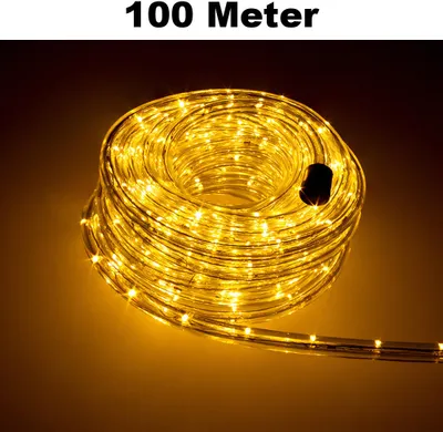 Produktbild von Trade-Shop LED Lichtschlauch Komplett Set mit Zubehör Lichterkette Beleuchtung Warmweiß 100 Meter F3 LED für Drinnen/Draußen Weihnachten Beleuchtung Dekoration Lichterschlauch