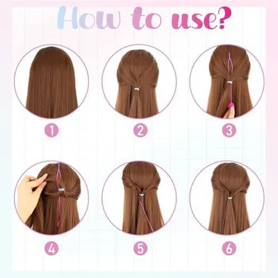 Produktbild von 6-teiliges Haarstyling-Set für Frauen und Mädchen mit Haarzwirnern, Zopf- und Flechthilfen sowie Haarperlenwerkzeugen und Perlenlader