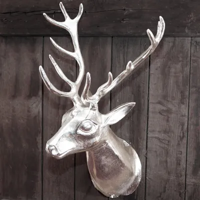 Produktbild von Kopfbüste als Wanddekoration, Hirsch, Wanddeko, Aluminium