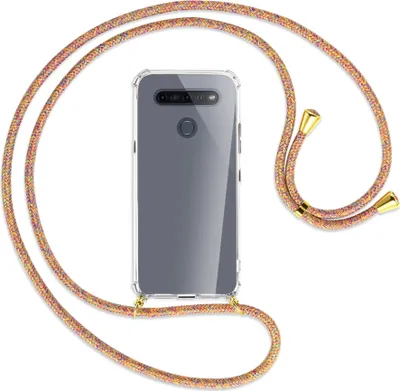 Produktbild von Handykette Backcover-Schutzhülle mit Band (Metall goldfarben) für LG K51S LM-K510 - Rainbow