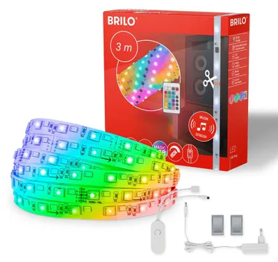 Immagine prodotto di BRILONER - Striscia LED RGBIC 3 m, striscia LED RGB Magic, controllo musicale, sensore musicale, telecomando, striscia LED, barra LED, strisce LED RGBIC