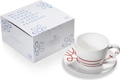 Immagine prodotto di Gmundner Keramik Pur Geflammt Red, tazza da tè Maxima con piattino