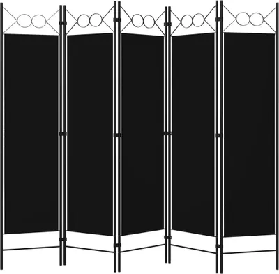 Produktbild von vidaXL 5-tlg. Raumteiler Schwarz 200 x 180 cm