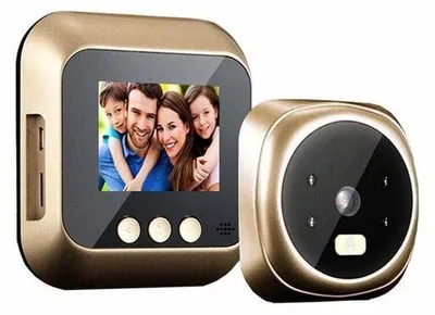 Image de Caméra Wi-Fi d'intérieur - Écran LCD 2,4 pouces - Objectif grand angle 160° - Vision nocturne - Surveillance sans fil - Caméra 1,3 MP - Alimentation par batterie - Pour portes intérieures