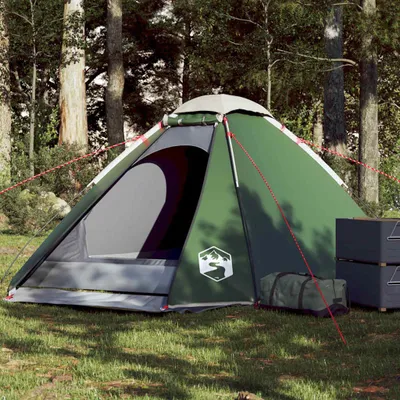 Image de vidaXL Tente de camping dôme 4 personnes Vert Étanche