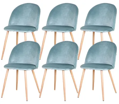 Obrázek produktu pro Jídelní židle - sada 6 kusů - kovové nohy - opěradlo - moderní, minimalistický design - zelená barva
